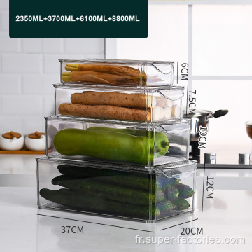 Organisateur de réfrigérateur transparent en plastique pour stocker les aliments